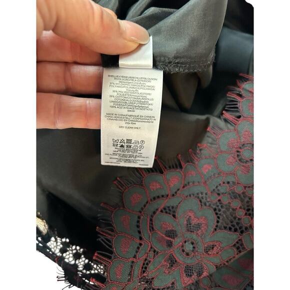 Brooks Brothers Maroon Green Lace Overlay Long Sleeve Lined Dress Size 12 - Picture 10 of 16